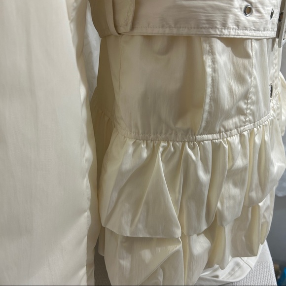 Nine West Pearl White Buttoned Belted Coat - Picture 14 of 16